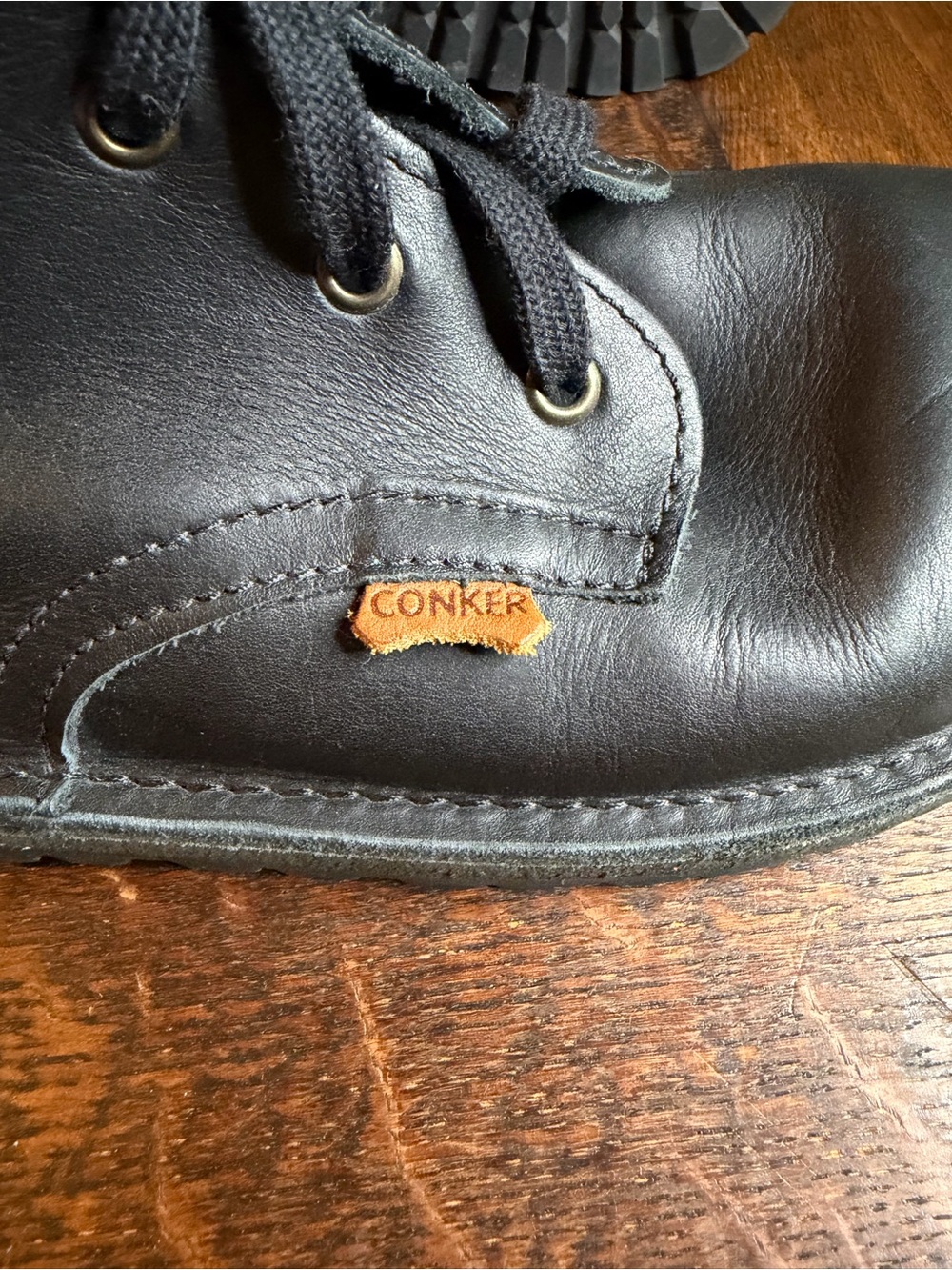 Conker Shoes Handmade Leather Derby Boots Black Unisex UK 6F Women 8.5 US Wide - Picture 8 of 14
